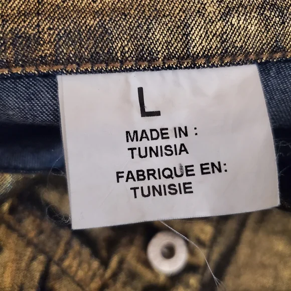 PARASUCO Gold Shimmer Denim Jean Jacket Metallic Finish Size Large - Picture 12 of 15